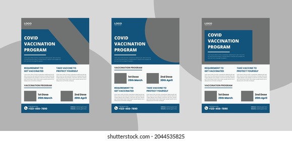 Vaccination program flyer template. Covid vaccination poster leaflet design. Virus vaccination program flyer template.