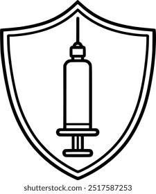 Vaccination protection shield vector icon. filled flat sign for sign, symbol, vector, art
