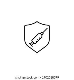 Señal de vacunación y protección símbolo de línea delgada simple ilustración vectorial