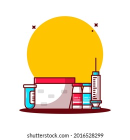 Vaccination Schedule Cartoon Vector Illustrations . Medicine and Vaccination Icon Concept