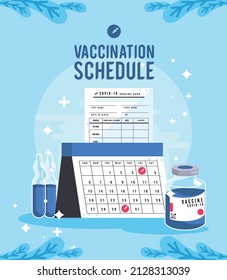 vaccination schedule lettering and calendar poster