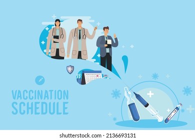 vaccination schedule lettering with doctors poster