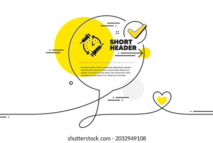 Vaccination schedule simple icon. Continuous line check mark chat bubble. Vaccine syringe sign. Second injection time symbol. Vaccination schedule icon in chat comment. Talk with heart banner. Vector