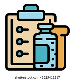 Vaccination schedule with vaccine bottle and medical clipboard representing immunization process