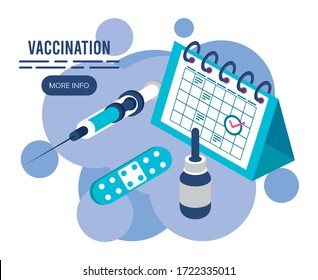 vaccination service with calendar isometric icons vector illustration design