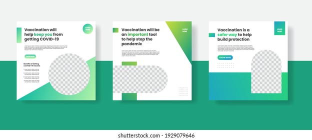 Vaccination social media post template banner. Vector illustration EPS 10