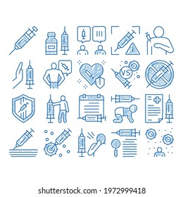 Vaccination Syringe sketch icon vector. Hand drawn blue doodle line art Healthcare Vaccination, Baby And Human Health Care Injection, Virus And Disease Research Illustrations