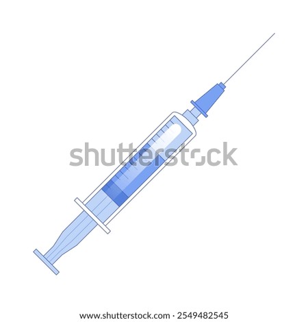 Vaccination testing equipment. Injection syringe. Vector illustration isolated on white background