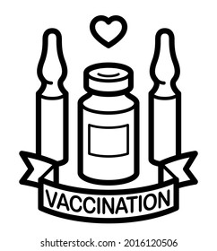 Vaccination theme vector illustration of a ampules isolated over white, epidemic or pandemic coronavirus covid 19 or flu or SARS or any other vaccine, pharmacology concept.