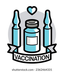 Vaccination theme vector illustration of a ampules isolated over white, epidemic or pandemic coronavirus covid 19 or flu or SARS or any other vaccine, pharmacology concept.
