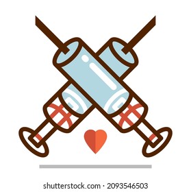 Vaccination theme vector illustration of a syringe isolated over white, epidemic or pandemic coronavirus covid 19 or flu or SARS or any other vaccine, pharmacology concept.