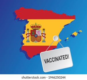 vaccination time, healthcare concept background, banner. Coronavirus Concept With  spain Flag.