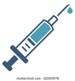 Vaccination vector icon. Style is bicolor flat symbol, cyan and blue colors, rounded angles, white background.