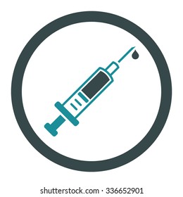 Vaccination vector icon. Style is bicolor flat rounded symbol, soft blue colors, rounded angles, white background.