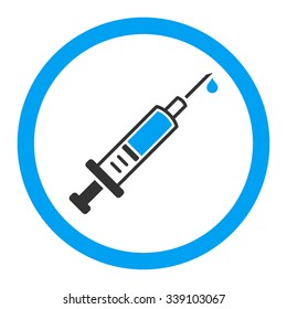 Vaccination vector icon. Style is bicolor flat rounded symbol, blue and gray colors, rounded angles, white background.
