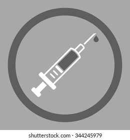Vaccination vector icon. Style is bicolor flat rounded symbol, dark gray and white colors, rounded angles, silver background.