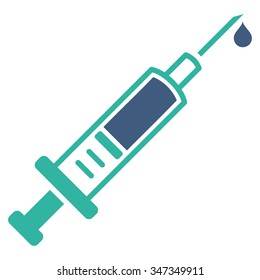 Vaccination vector icon. Style is bicolor flat symbol, cobalt and cyan colors, rounded angles, white background.