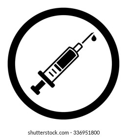 Vaccination vector icon. Style is flat rounded symbol, black color, rounded angles, white background.