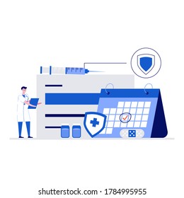 Vaccination vector illustration concept with characters. Modern flat style for landing page, mobile app, poster, flyer, template, web banner, infographics, hero images.