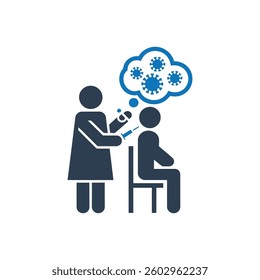 Vaccination with virus thoughts Icon On White Background