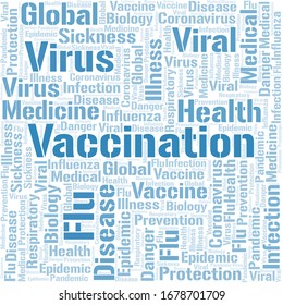 Vaccination word cloud on white background.