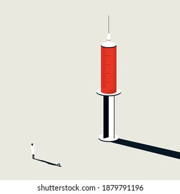 Vaccine against corona virus to prevent covid-19, vector concept. Doctor, scientist with syringe. Medical symbol. Eps10 illustration.