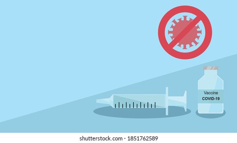 Vaccine, Antivirus for COVID-19 isolated on blue background, Coronavirus concept