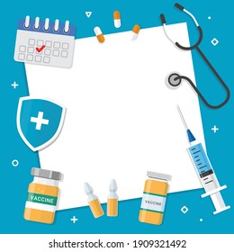 Vaccine background with medical object elements design concept vector illustration