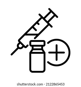 Vaccine booster dose icon. Outline style. Vector. Isolate on white background.