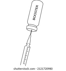 VACCINE BOOSTER ILLUSTRATION DOODLES BLACK AND WHITE LINE ART COVID 19 VIRUS