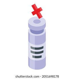Vaccine bottle icon isometric vector. Vial syringe medicine. Coronavirus injection bottle