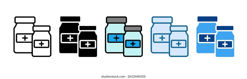 Conjunto de Ícones de Garrafa de Vacina Coleção de Vários Estilos