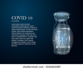 Vaccine bottle with a label Covid- 19 Vaccine with medical syringe isolated. Vaccination for prevention, immunization, treatment to virus