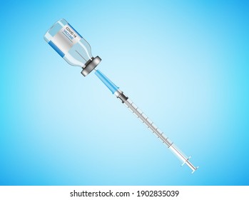Vaccine bottle and syringe, Corona virus Covid 19 vaccine, vector illustration