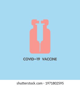 Vaccine bottle and syringe symbol logo Protection against corona virus Medical Concepts for the COVID-19 Vaccination Campaign