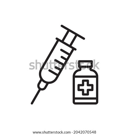 vaccine bottle with a syringe vector icon for websites