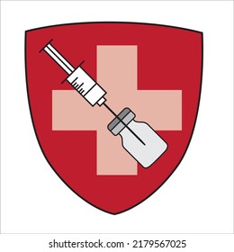 Vaccine bottle and Syringe vector illustration