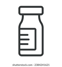 Vaccine bottle vector line icon. medical and pharmaceutical design element. isolated vector symbol of vaccination and immunization in flat style