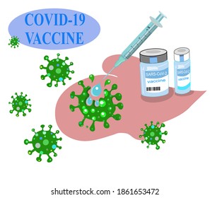 Vaccine bottles and syringe injection vector background template medicine covid-19 corona virus and other virus immunization