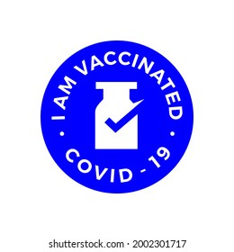 vaccine check i have got vaccinated covid 19 logo vector icon illustration