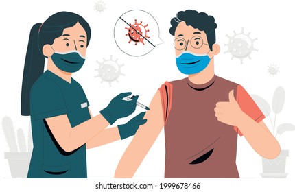 vaccine concept illustration against virus