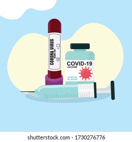 Vaccine concept poster with background. Vector medical illustration.