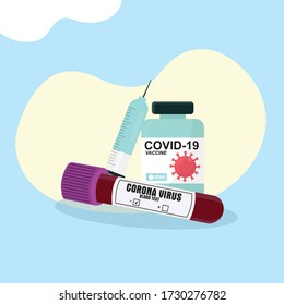 Vaccine concept poster with background. Vector medical illustration.