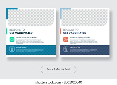 Vaccine Corana Virus 19 Social Media Post Banner Template Set. Vector Illustration EPS 10