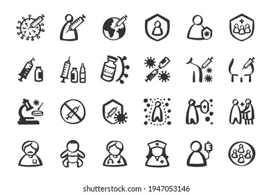 Vaccine Corona virus Covid-19 icon set Hand drawn doodle icons set