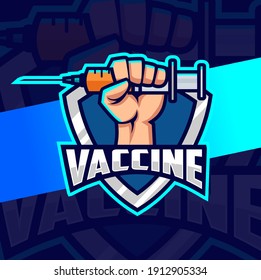 vaccine corona virus disease logo esport design for medical and icon design