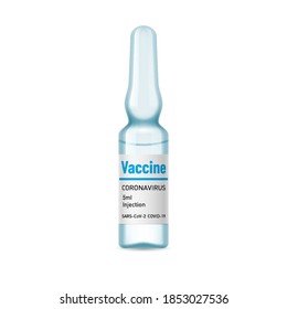 Vaccine Coronavirus COVID-19 NCOV 2019 Virus Infection Research. Coronavirus SARS-CoV-2 Treatment Vaccine Injection Laboratory Concept of Testing or Fight Against Coronavirus on White
