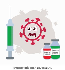 Vacuna para el coronavirus Covid-19, concepto de ilustración vectorial de vacunación, vacuna y cura para la enfermedad.