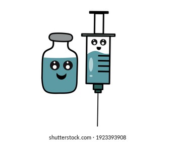 vaccine covid 19 corona. vector kawaii design