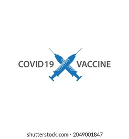 Vaccine covid 19 logo vector flat design